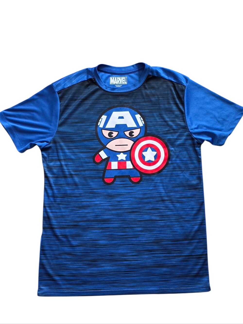 Marvel Captain America‎ Medium Blue Chibi Short Sleeve Tee Shirt